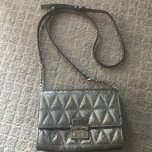 Silver Metallic Michael Kors Crossbody Purse